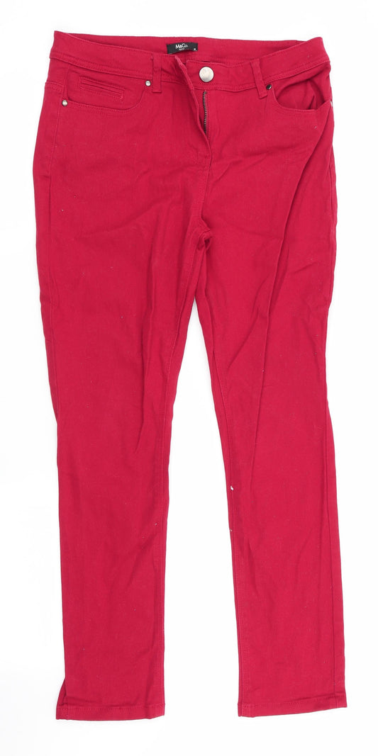 M&Co Womens Red   Straight Jeans Size 10 L27 in