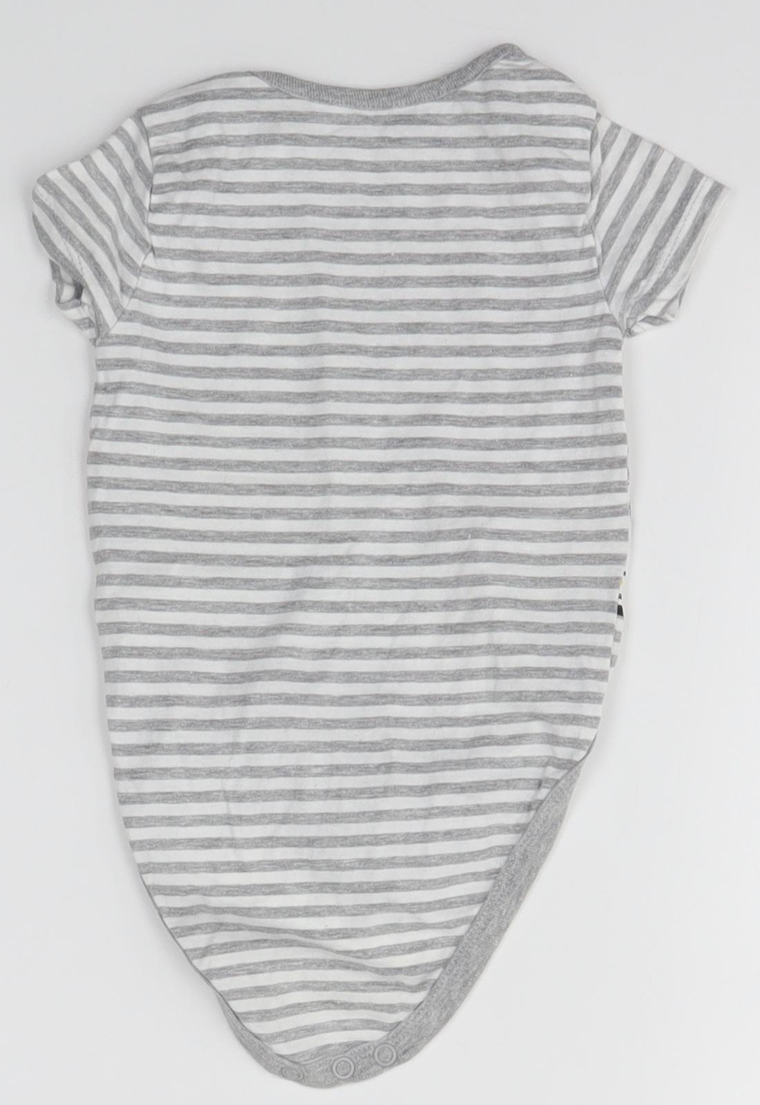 PEP & CO Baby Grey Striped  Babygrow One-Piece Size 6-9 Months
