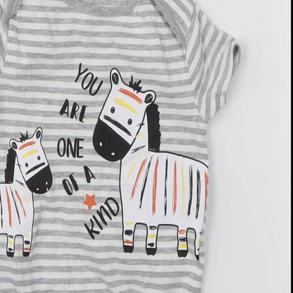 PEP & CO Baby Grey Striped  Babygrow One-Piece Size 6-9 Months