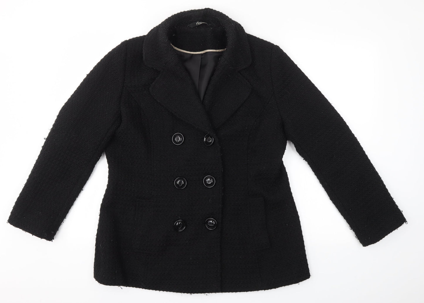 Womens UK Size 14 BM COLLECTION Black Overcoat