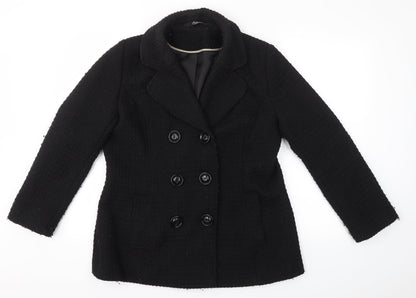 Womens UK Size 14 BM COLLECTION Black Overcoat