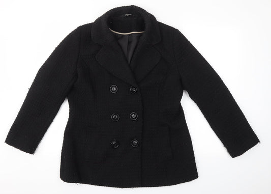 Womens UK Size 14 BM COLLECTION Black Overcoat