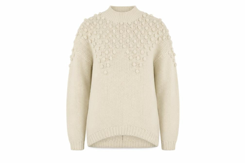 Front view of Golden Days women’s beige jumper, size L