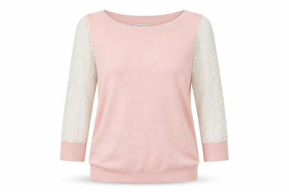 Front view of Almost Famous women’s pink basic blouse, size L