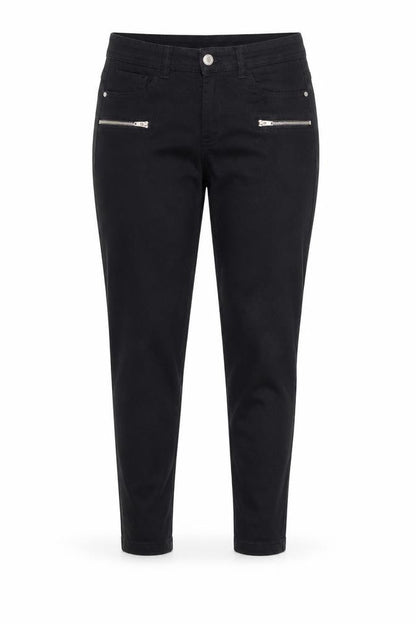 Front view of beloved women’s black skinny jeans, size UK 8, 28-inch leg