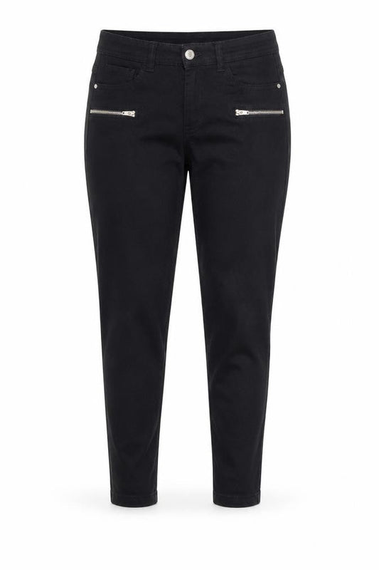Front view of beloved women’s black skinny jeans, size UK 8, 28-inch leg