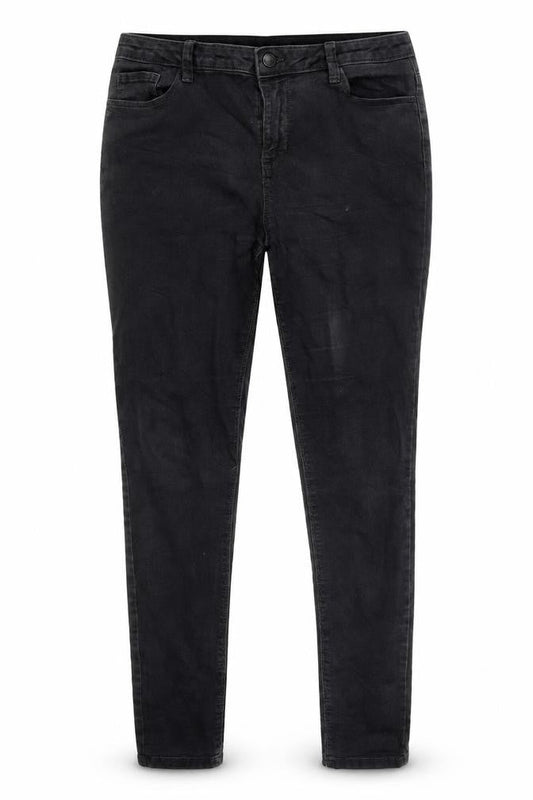 Front view of Clockhouse women’s black skinny jeans, size UK 12, 29-inch leg