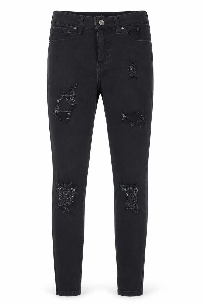 Front view of Topshop women’s black skinny jeans, size UK 26, in, 32-inch leg - jamie