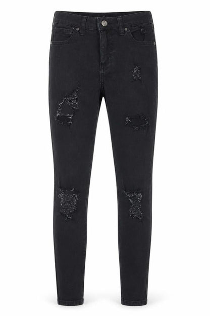 Front view of Topshop women’s black skinny jeans, size UK 26, in, 32-inch leg - jamie