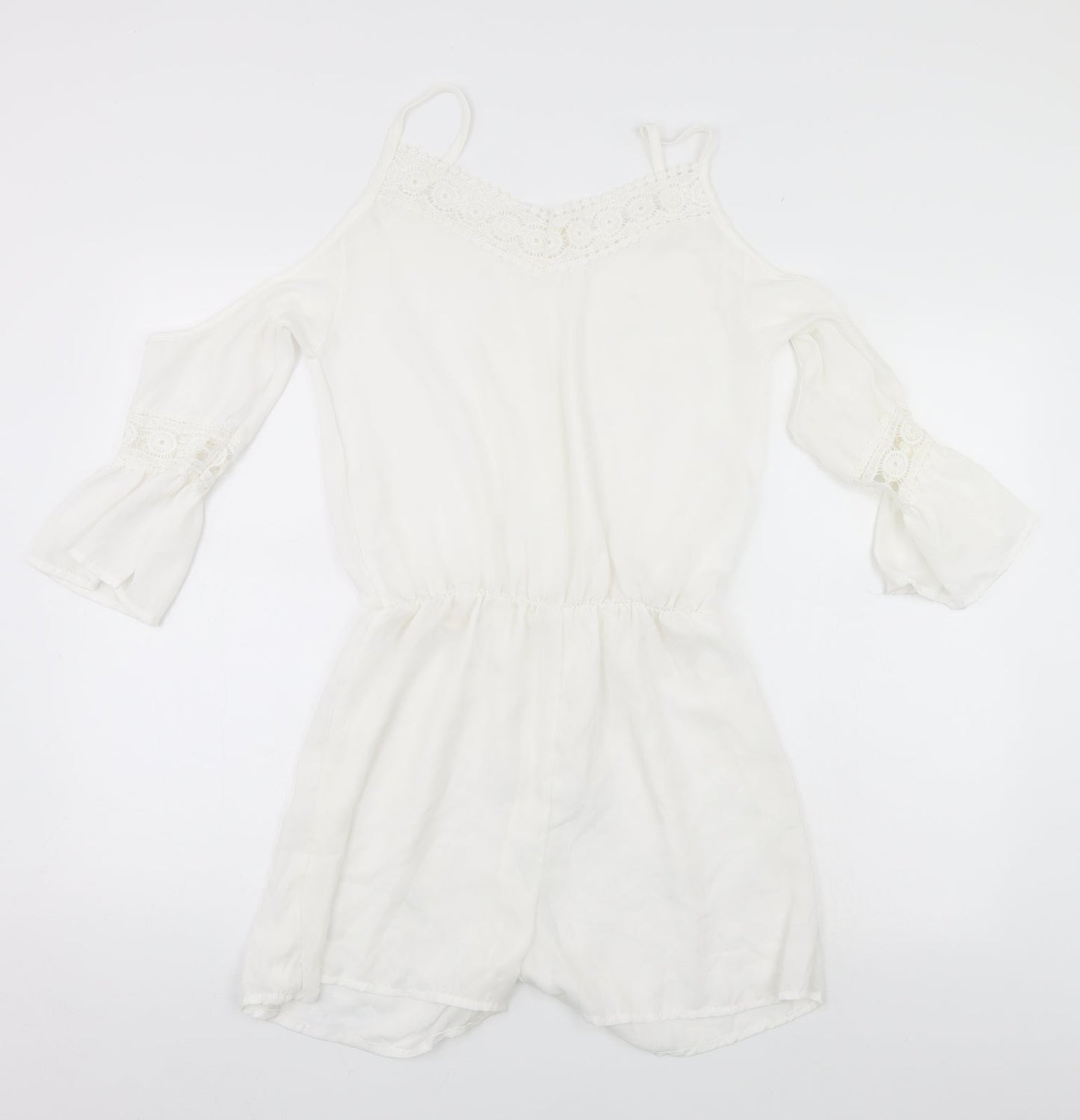 Preworn Womens White Solid  Top Bodysuit Size L