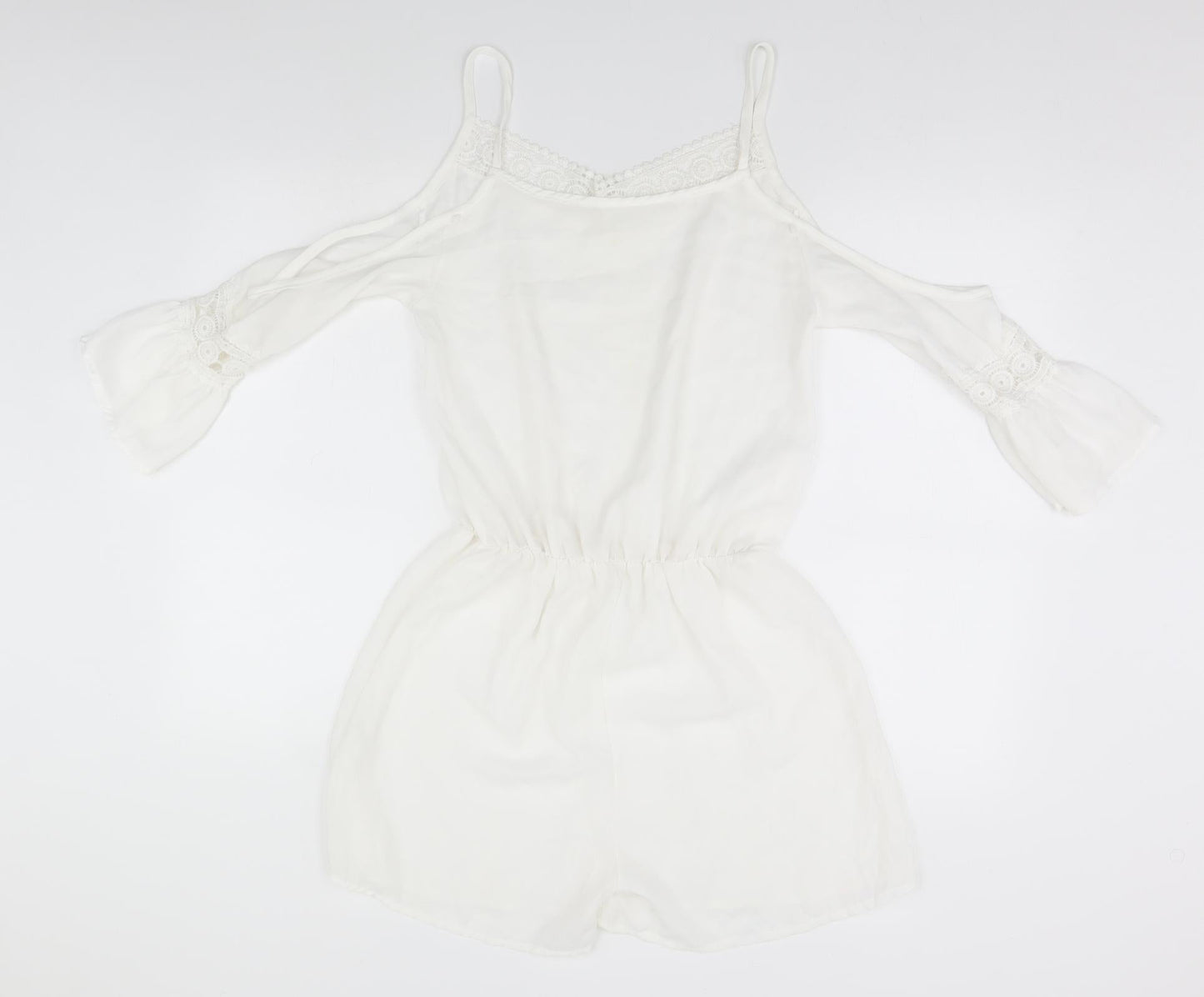 Preworn Womens White Solid  Top Bodysuit Size L