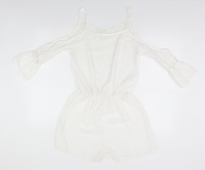 Preworn Womens White Solid  Top Bodysuit Size L