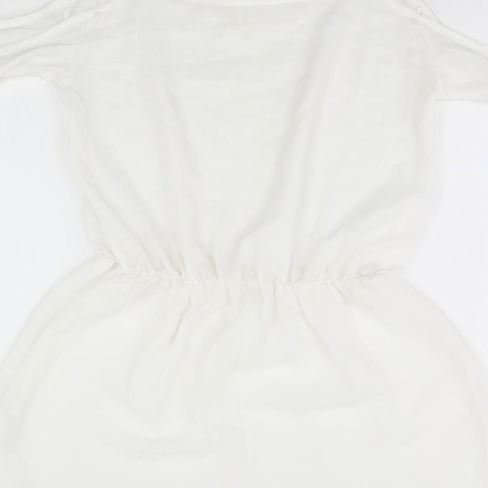 Preworn Womens White Solid  Top Bodysuit Size L