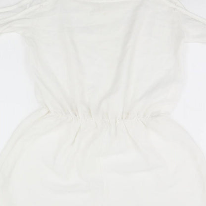 Preworn Womens White Solid  Top Bodysuit Size L