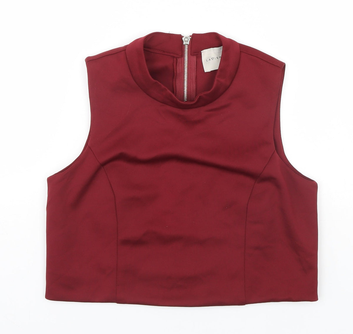 Additional front view of Lavish Alice women’s red basic t-shirt, size UK 8