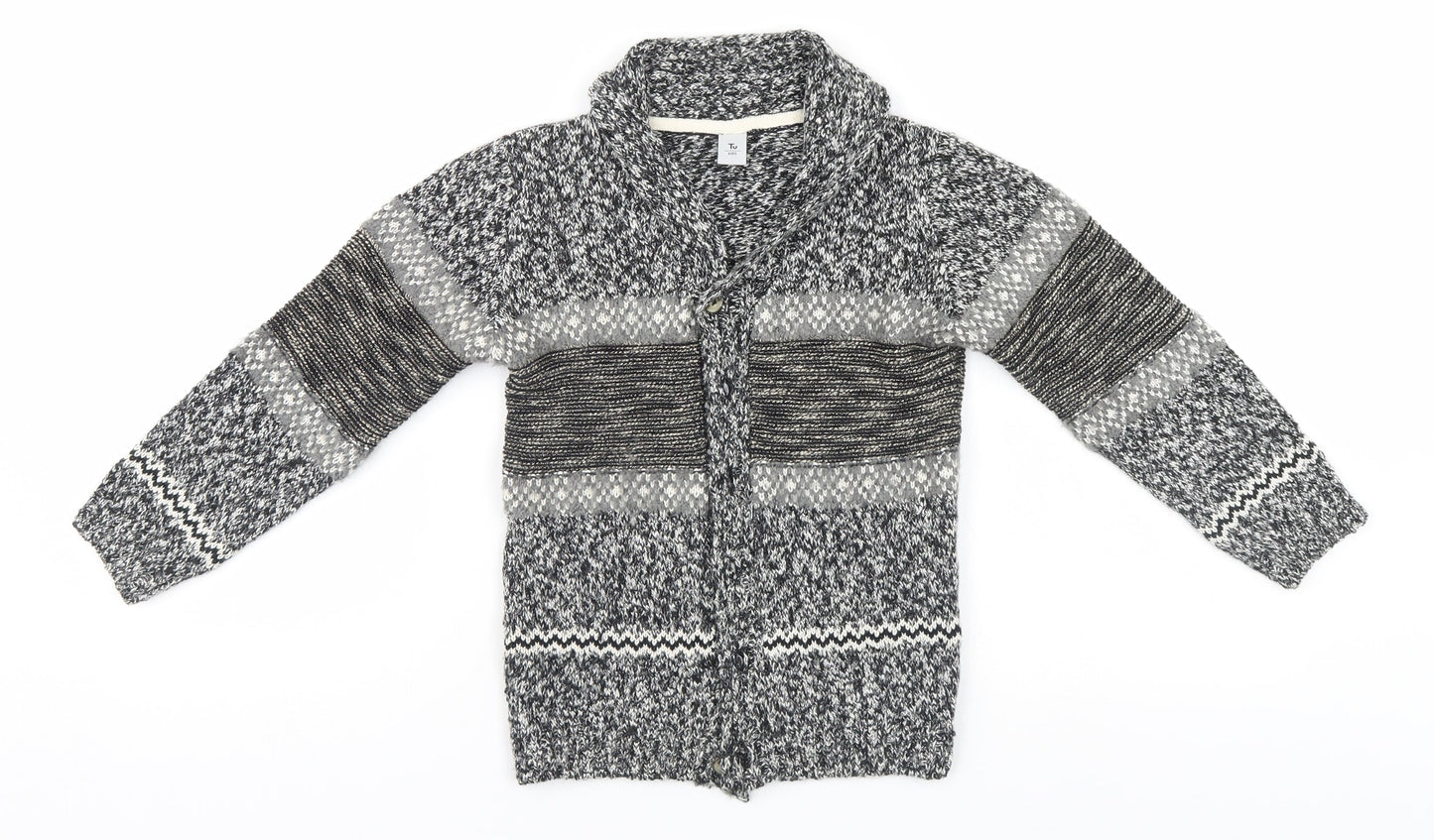 TU Girls Grey Striped  Cardigan Jumper Size 4-5 Years