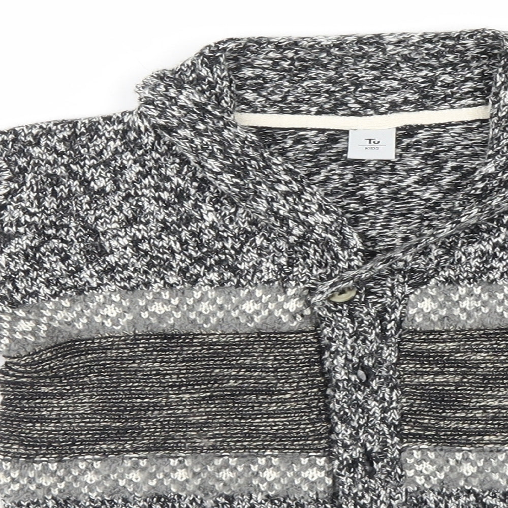 TU Girls Grey Striped  Cardigan Jumper Size 4-5 Years