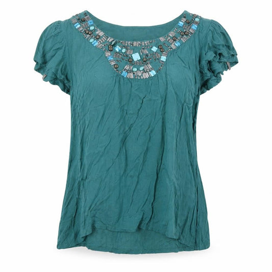 Womens UK Size 10 ET VOUS Blue Basic Blouse