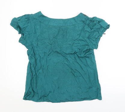 Womens UK Size 10 ET VOUS Blue Basic Blouse