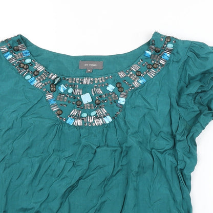 Womens UK Size 10 ET VOUS Blue Basic Blouse