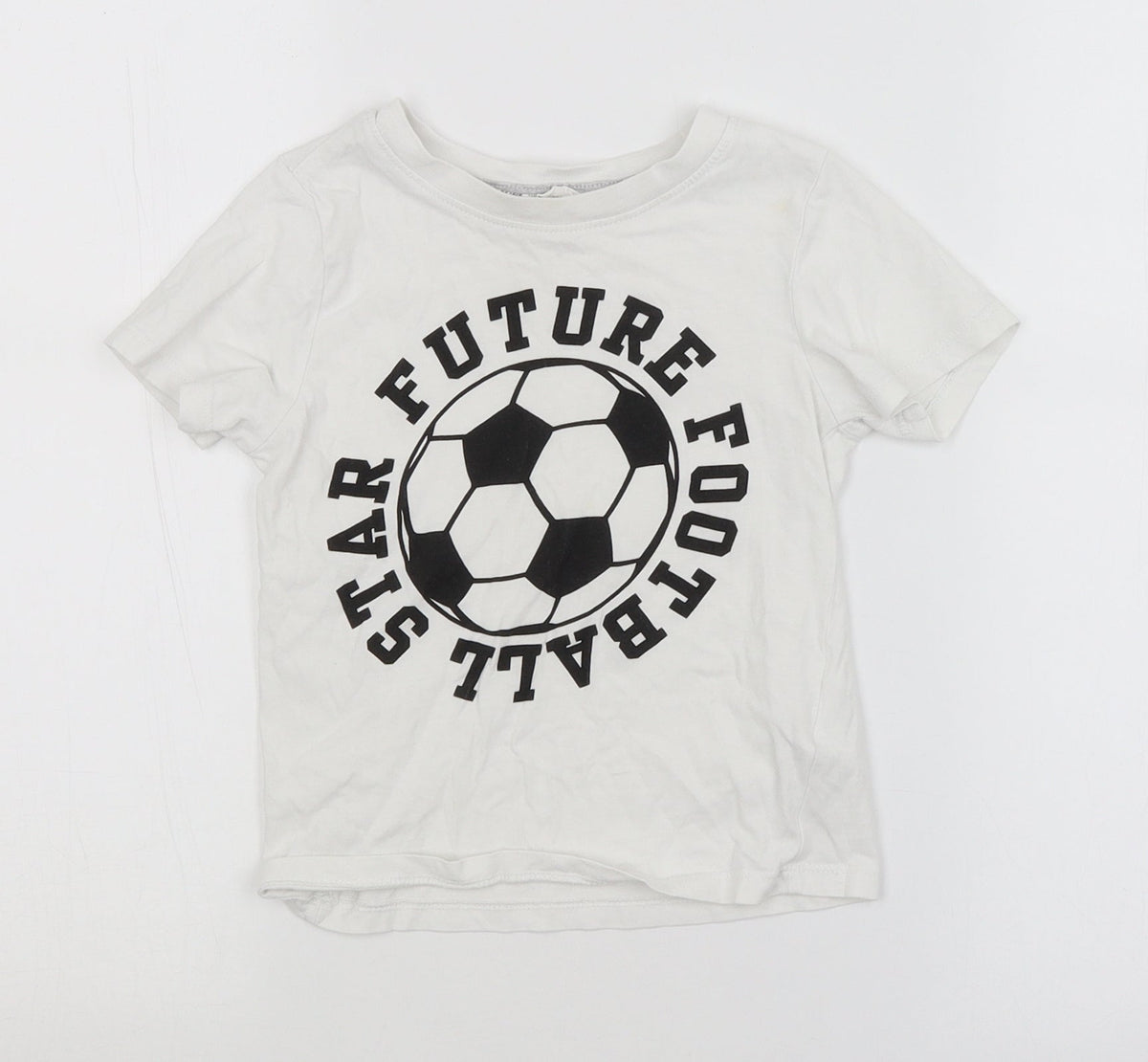 Additional front view of H&M boys’ white basic t-shirt, size 3-4, years