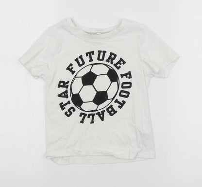 Additional front view of H&M boys’ white basic t-shirt, size 3-4, years