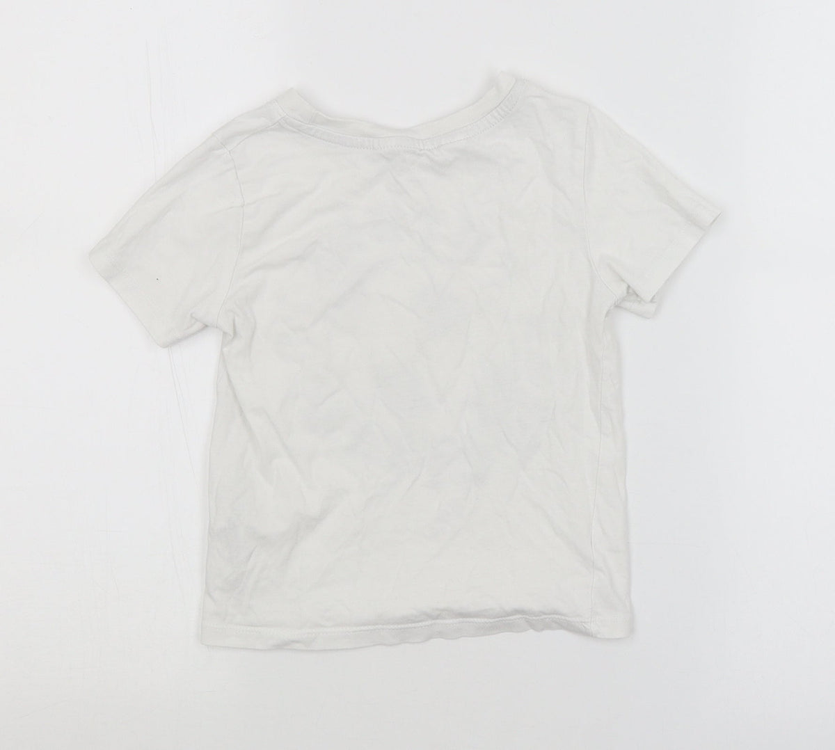 Back view of H&M boys’ white basic t-shirt, size 3-4, years