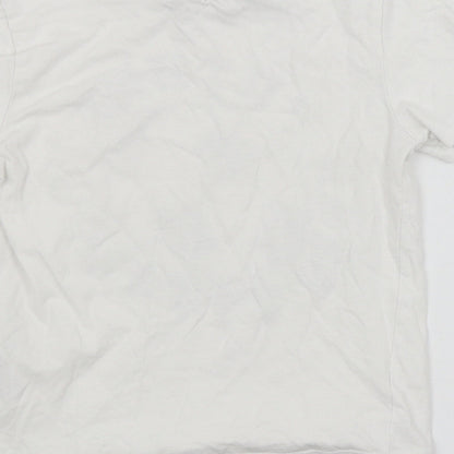 Brand and care label for H&M boys’ white basic t-shirt, size 3-4, years