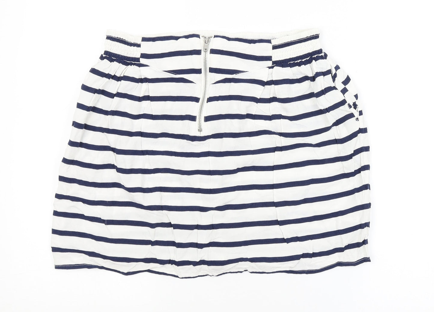 H&M Womens White Striped  A-Line Skirt Size 16