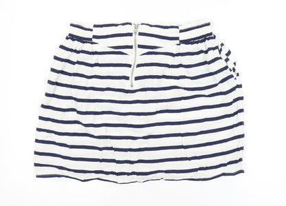 H&M Womens White Striped  A-Line Skirt Size 16