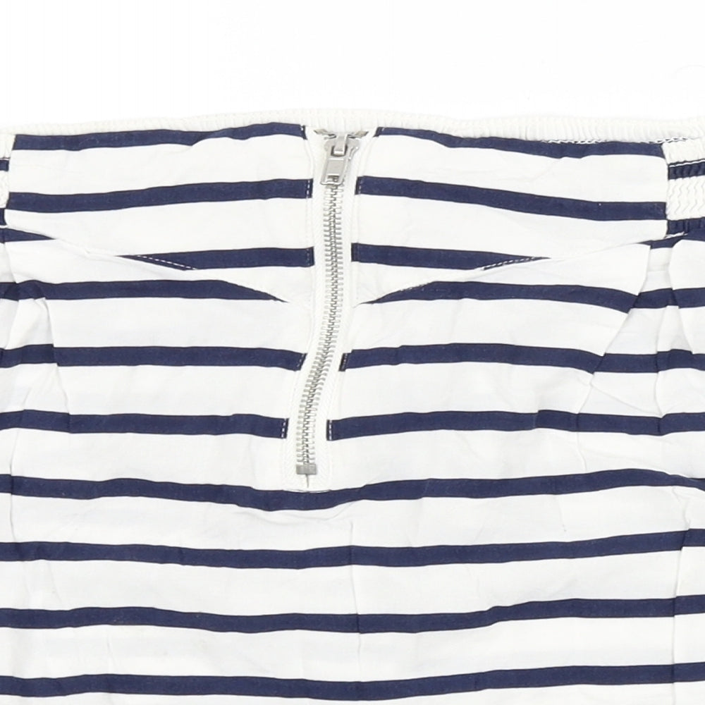 H&M Womens White Striped  A-Line Skirt Size 16