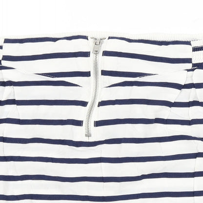H&M Womens White Striped  A-Line Skirt Size 16