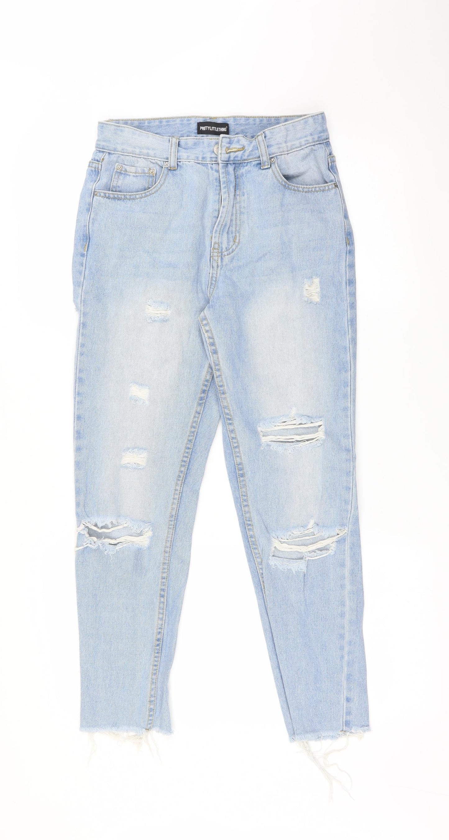 PRETTYLITTLETHING Womens Blue   Straight Jeans Size 8 L25 in