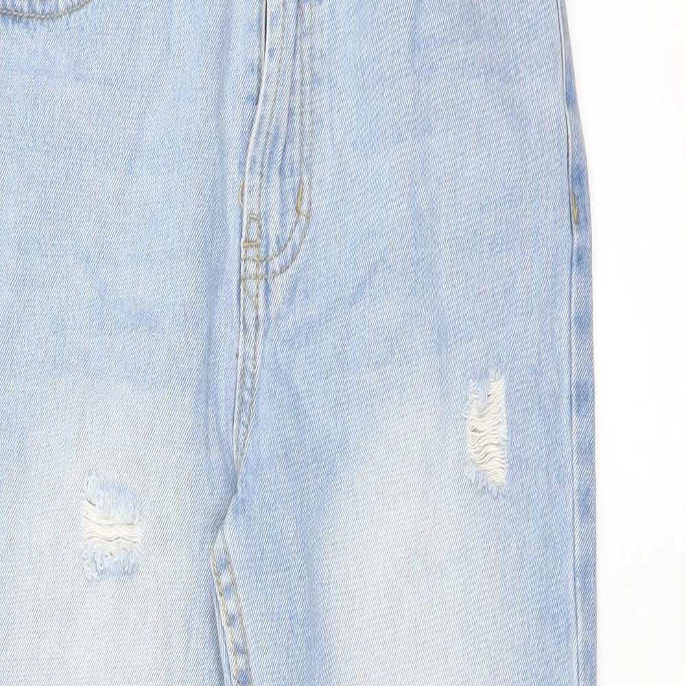 PRETTYLITTLETHING Womens Blue   Straight Jeans Size 8 L25 in