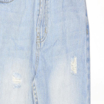 PRETTYLITTLETHING Womens Blue   Straight Jeans Size 8 L25 in