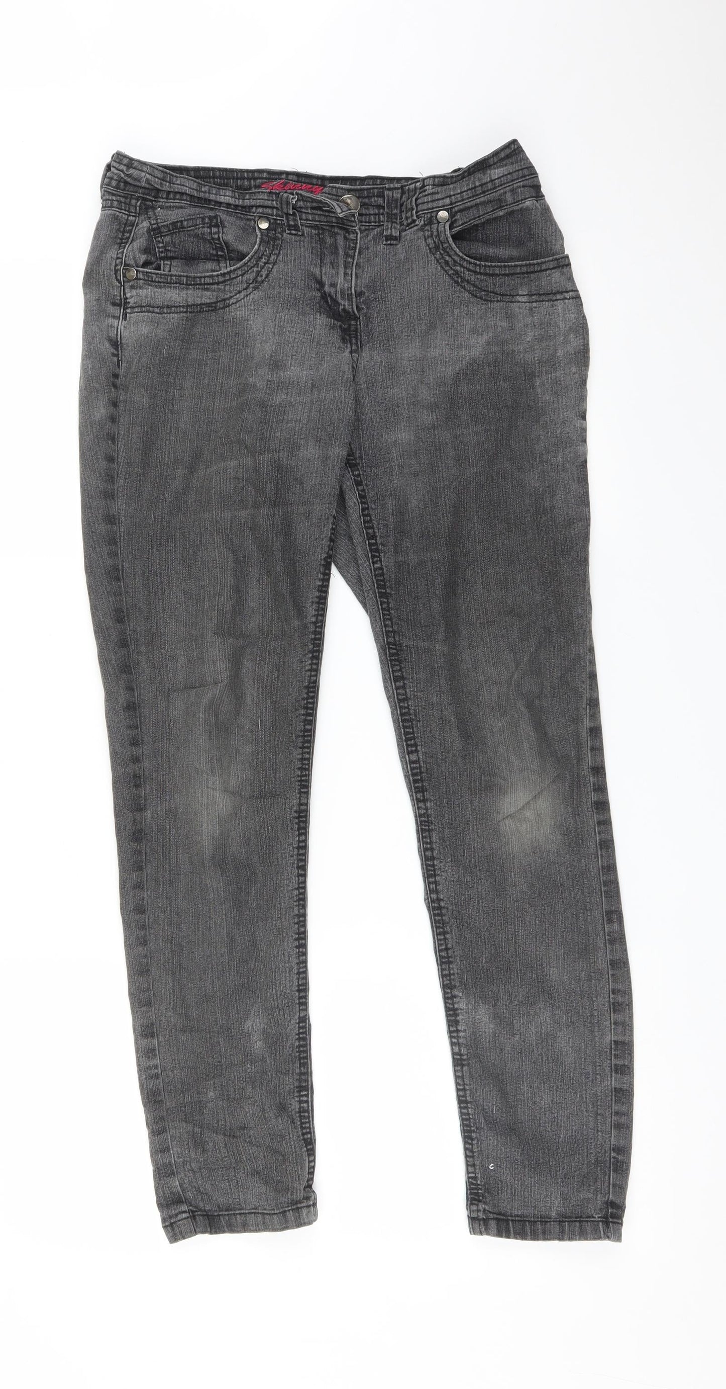Womens UK Size 10 Preworn Regular Fit Skinny Grey Jeans