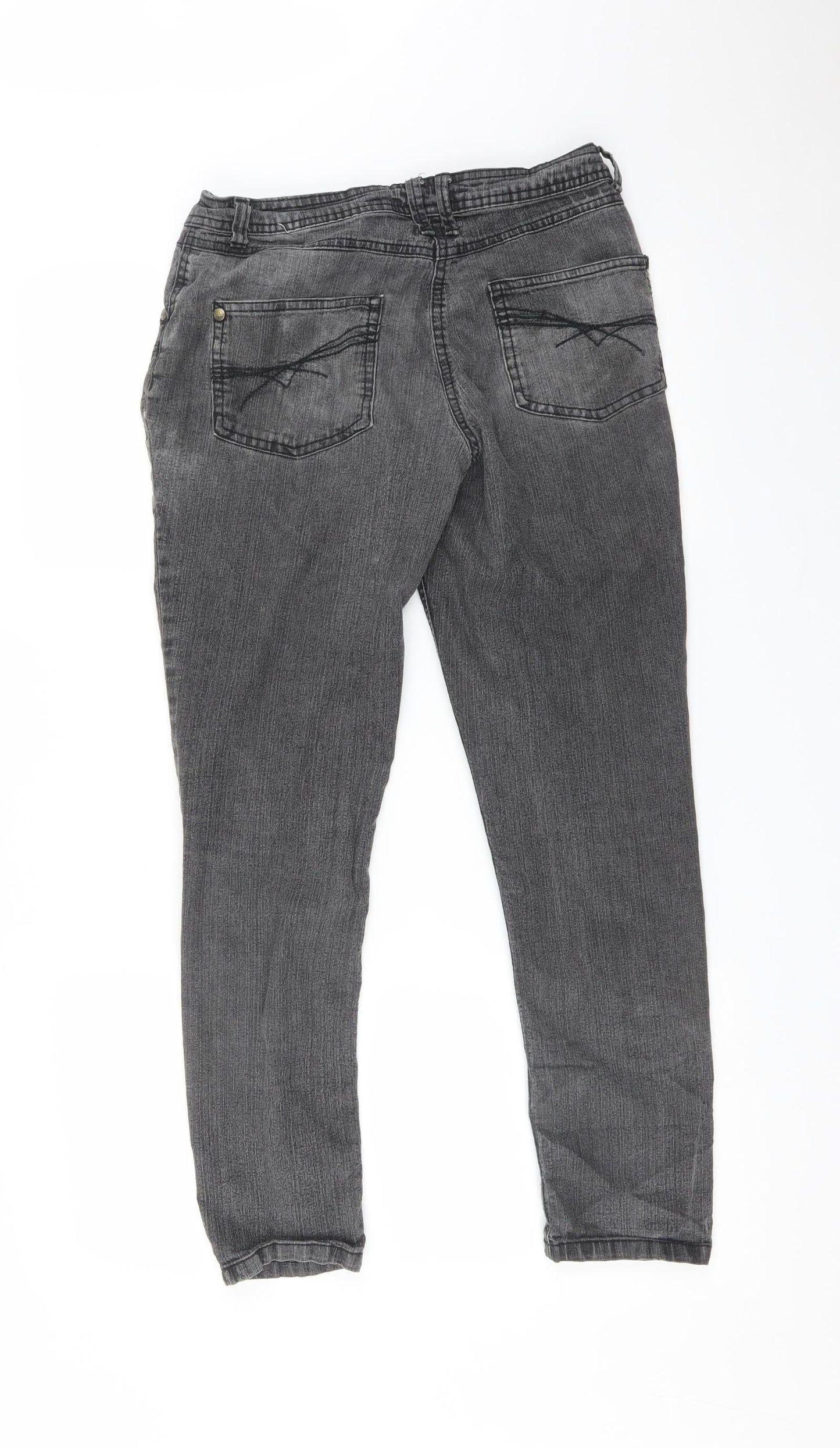 Womens UK Size 10 Preworn Regular Fit Skinny Grey Jeans