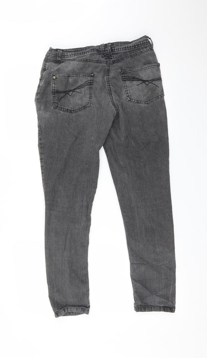 Womens UK Size 10 Preworn Regular Fit Skinny Grey Jeans