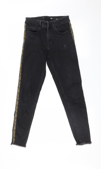 DENIM CO  Womens Black Animal Print  Skinny Jeans Size 10 L27 in