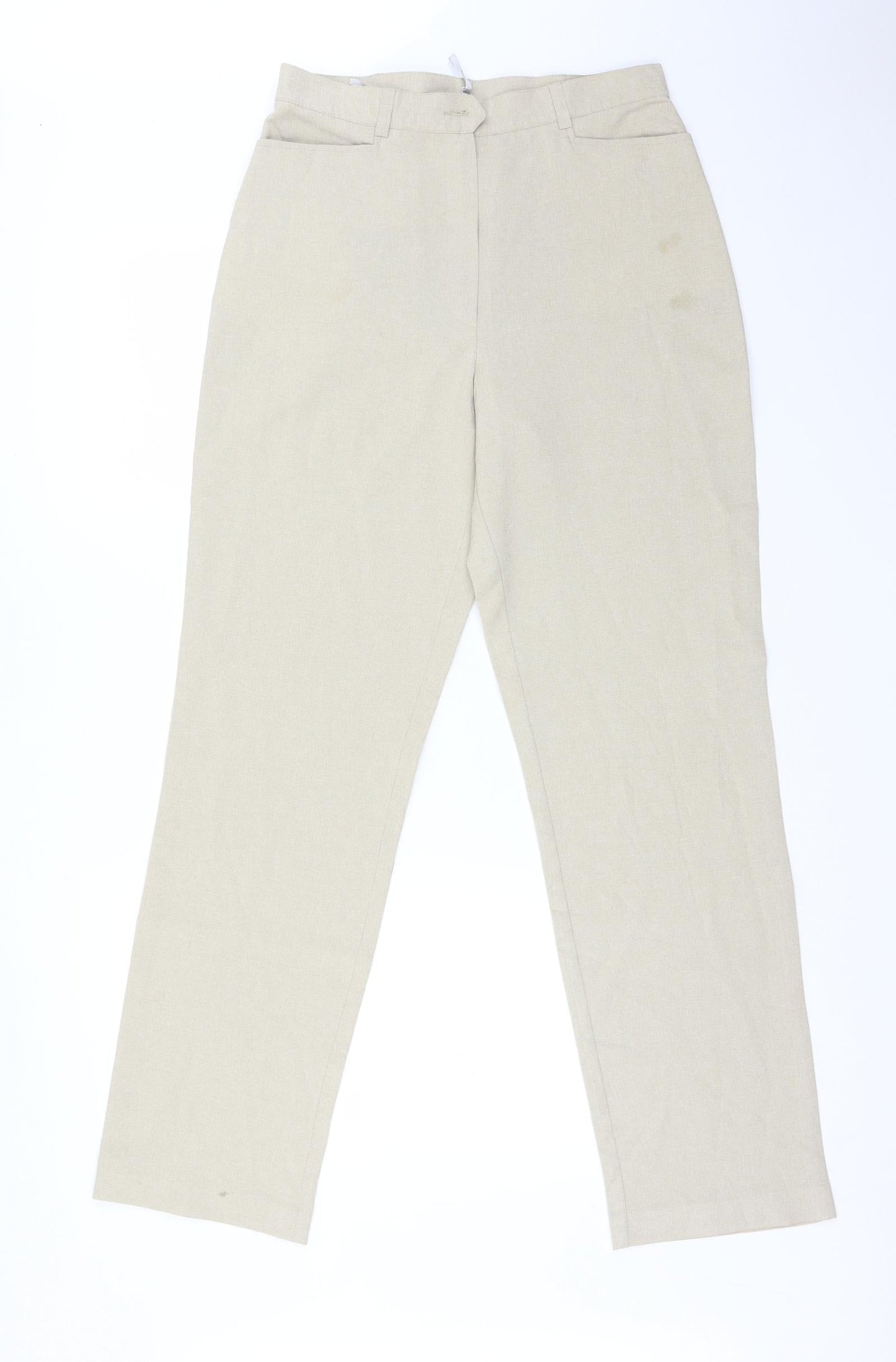 Womens UK Size 12 Preworn Regular Fit  Beige Trousers