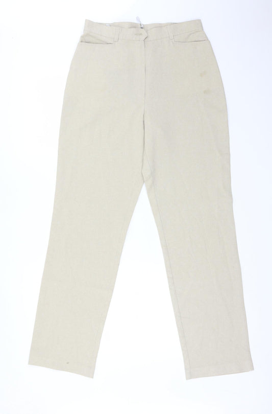 Womens UK Size 12 Preworn Regular Fit  Beige Trousers