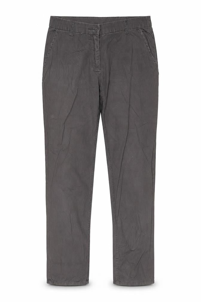 Front view of F&F women’s grey chino trousers, size UK 32, 29-inch leg