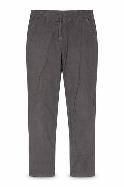 Front view of F&F women’s grey chino trousers, size UK 32, 29-inch leg