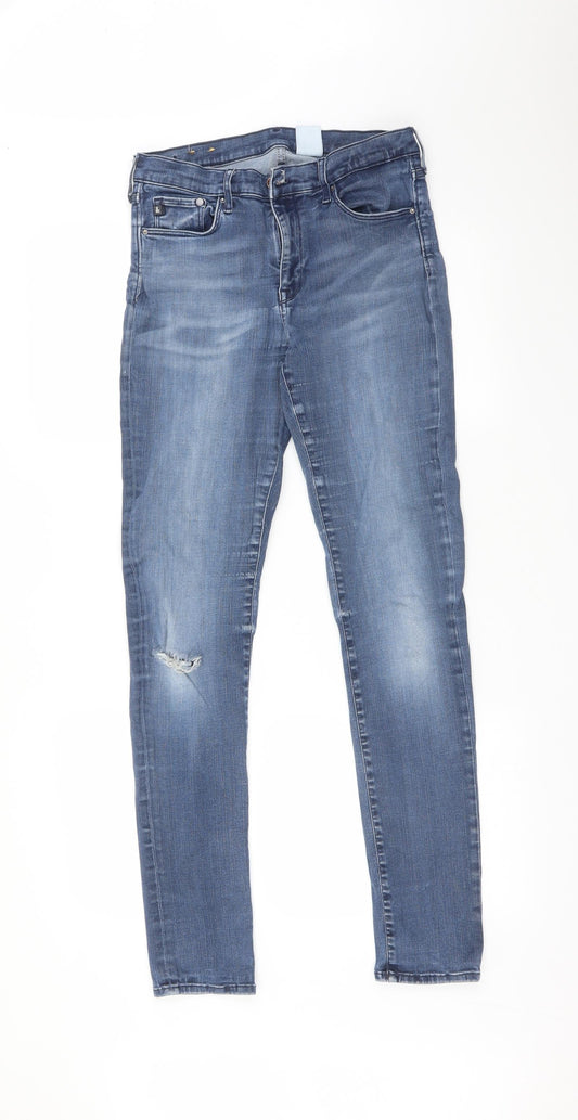Additional front view of &DENIM women’s blue skinny jeans, size UK 30, 32-inch leg