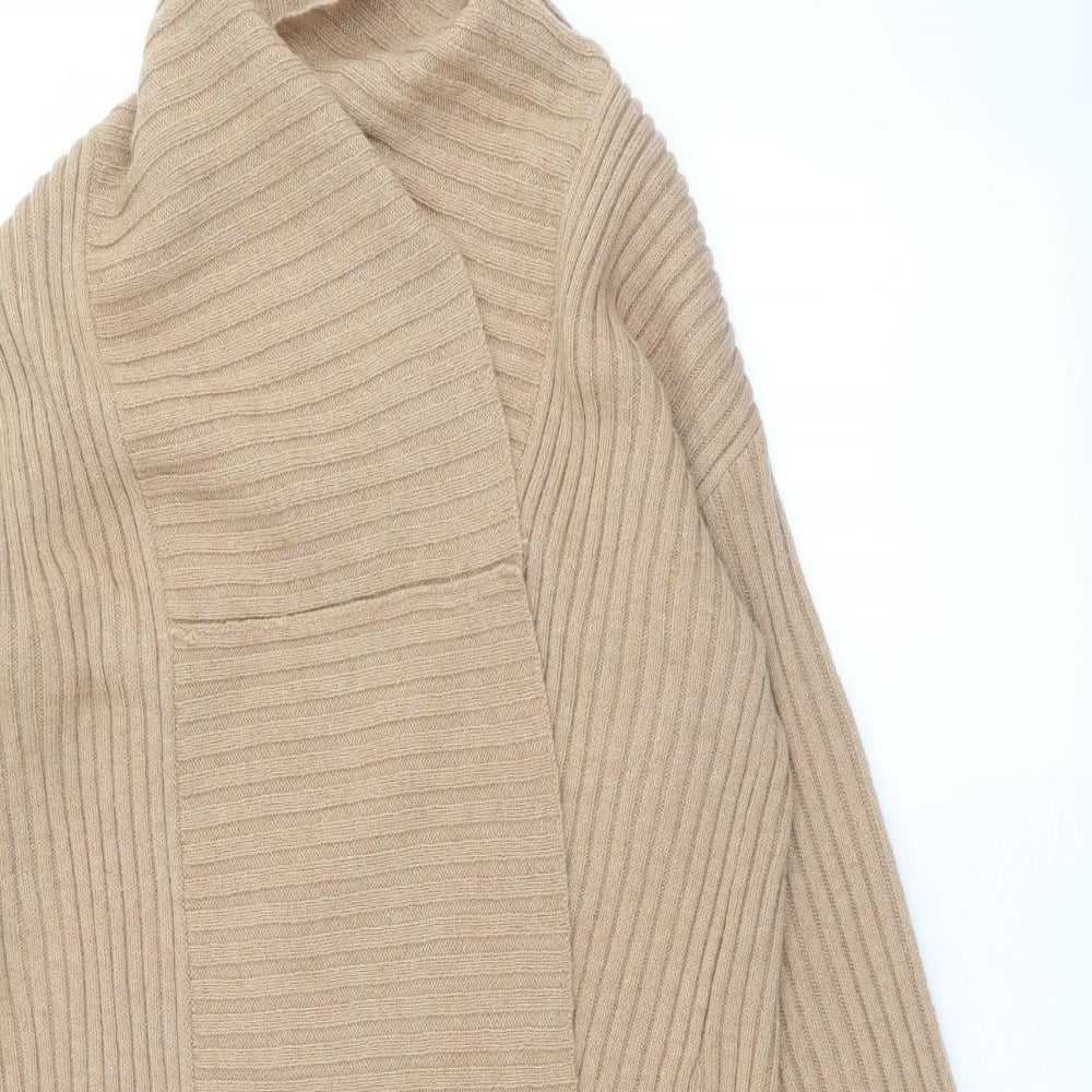 Close-up detail of Amazon Essentials women’s brown cardigan jumper, size S