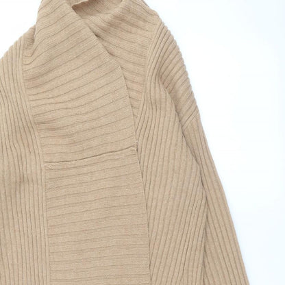 Close-up detail of Amazon Essentials women’s brown cardigan jumper, size S