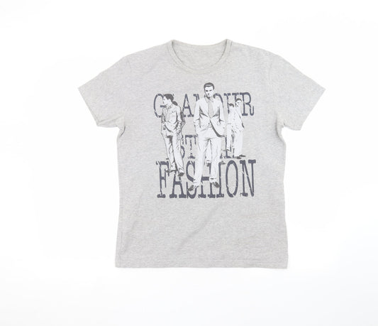 Womens UK Size L Preworn Grey Basic T-Shirt