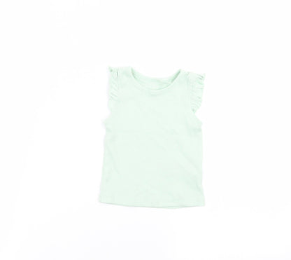 Additional front view of Primark Baby Green Basic T-Shirt, size 6-9, Months