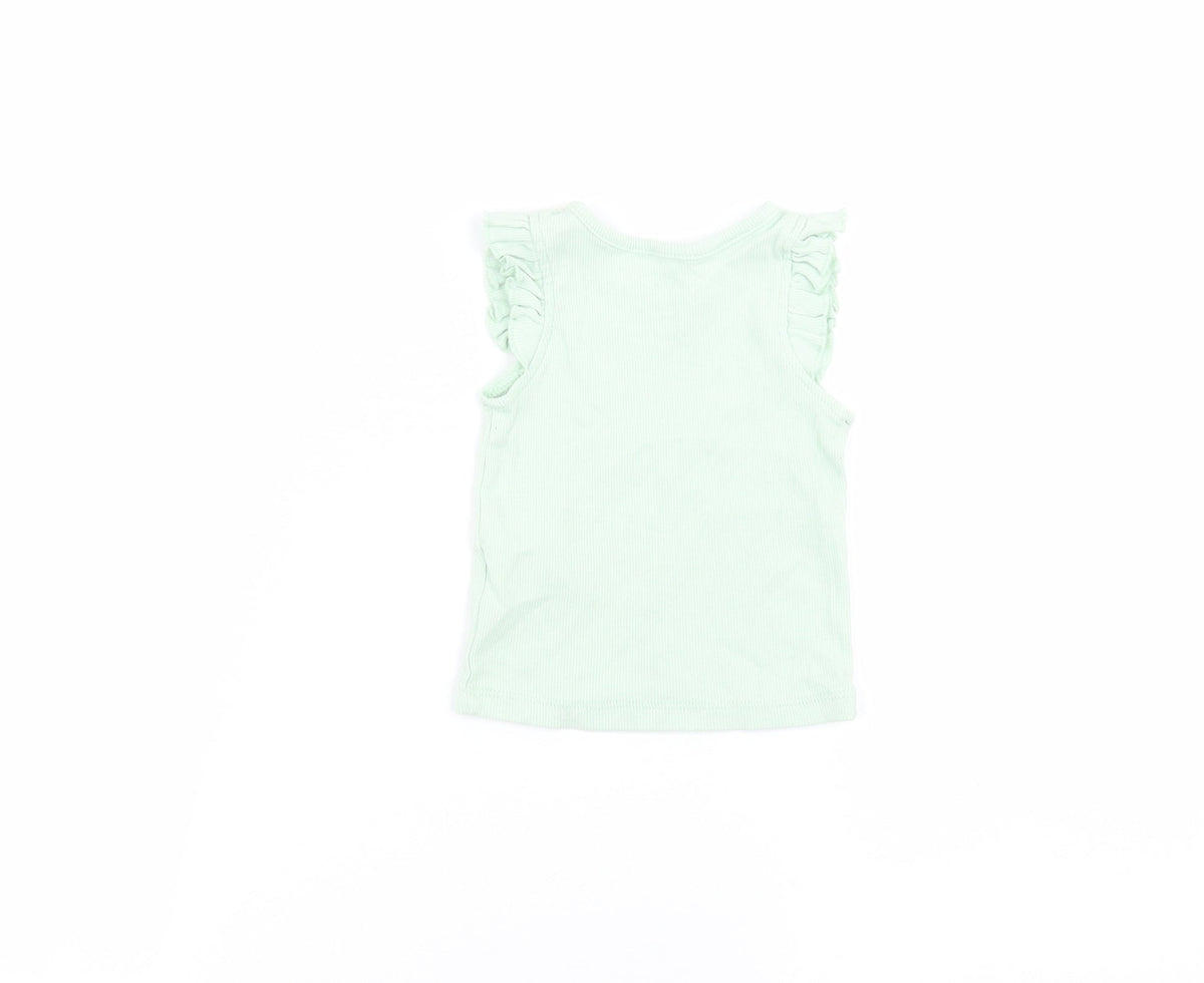 Back view of Primark Baby Green Basic T-Shirt, size 6-9, Months