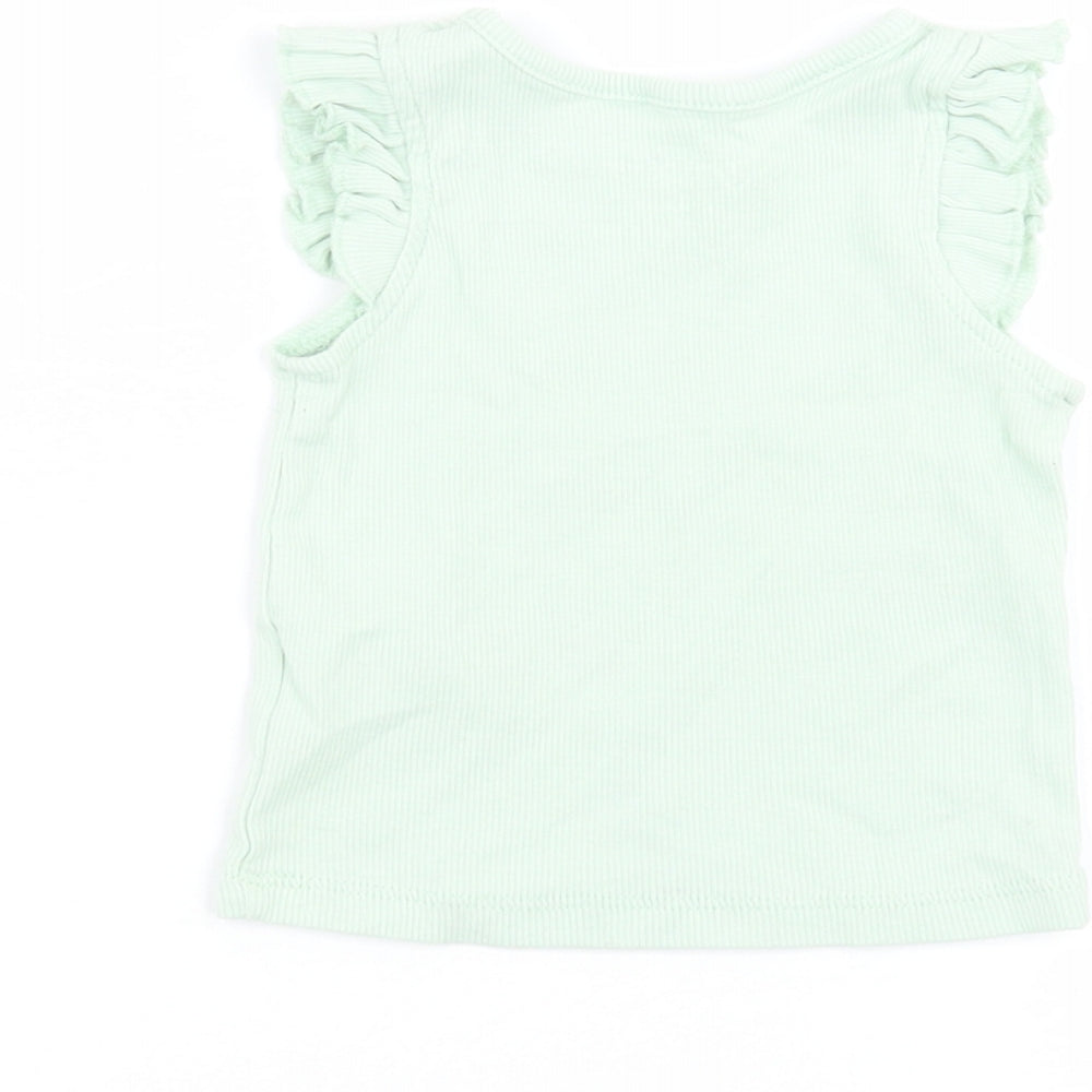 Brand and care label for Primark Baby Green Basic T-Shirt, size 6-9, Months